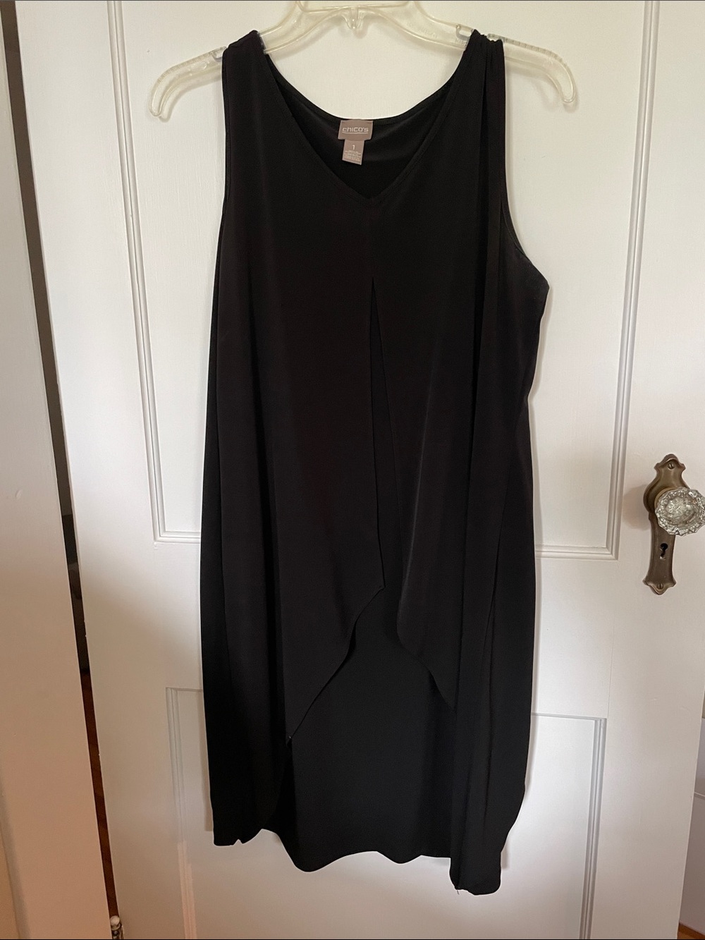 Chico's Black Sleeveless V-Neck Layered Midi Dress